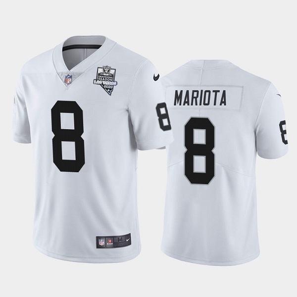 Men's Las Vegas Raiders #8 Marcus Mariota White NFL 2020 Inaugural Season Vapor Limited Stitched Jersey Men's Las Vegas Raiders #8 Marcus Mariota White NFL 2020 Inaugural Season Vapor Limited Stitched Jersey